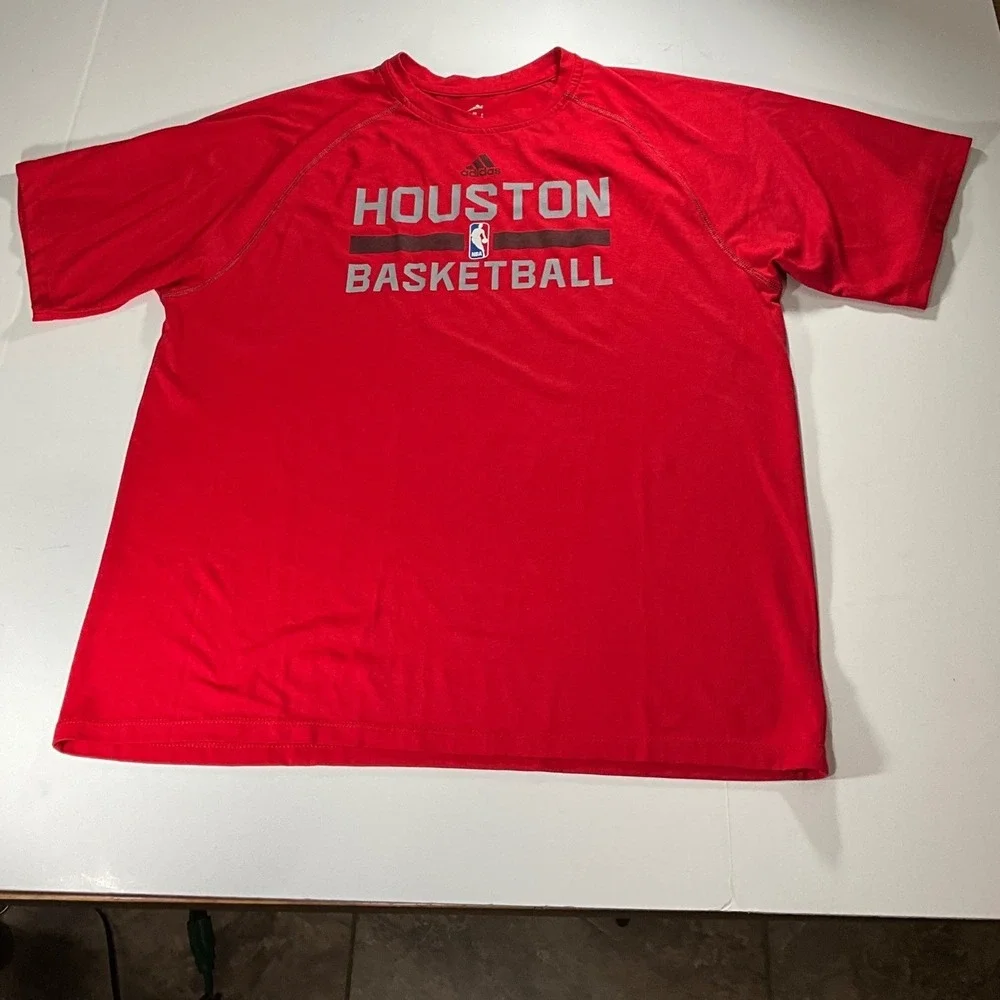 Adidas Houston Rockets Basketball NBA Climalite Red Graphic T-Shirt Mens Medium